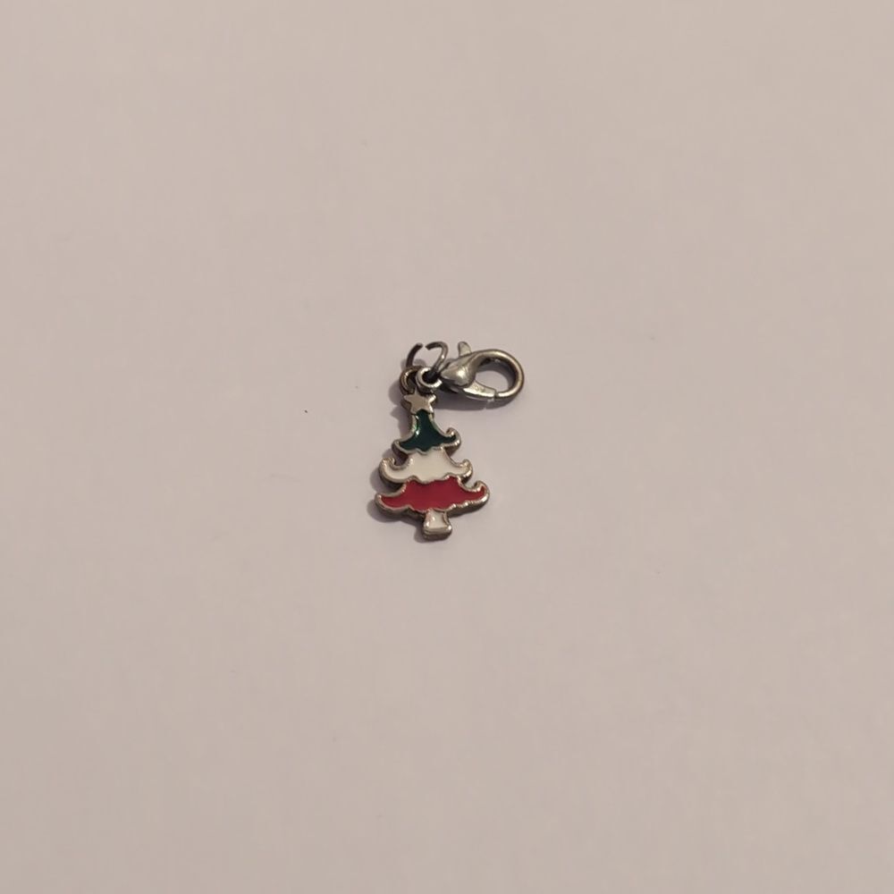 Silver Italy Flag Christmas Tree‎ Enamel Bracelet Charm